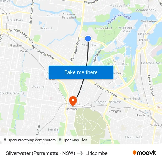 Silverwater (Parramatta - NSW) to Lidcombe map