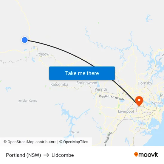 Portland (NSW) to Lidcombe map
