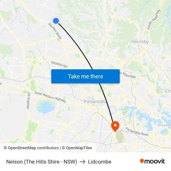 Nelson (The Hills Shire - NSW) to Lidcombe map
