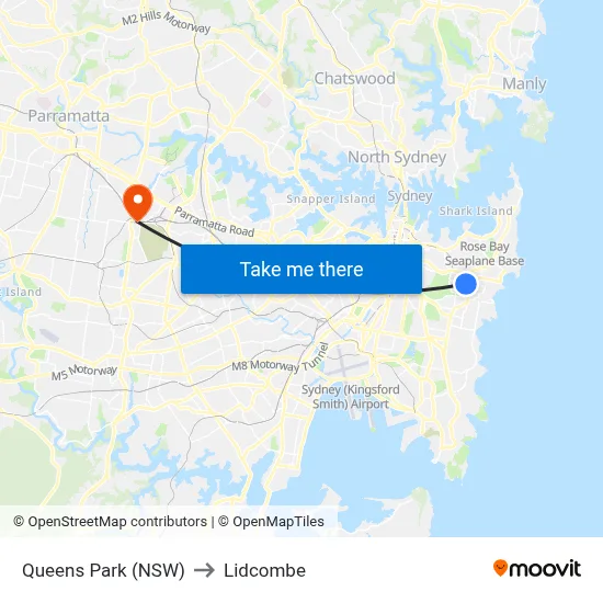 Queens Park (NSW) to Lidcombe map
