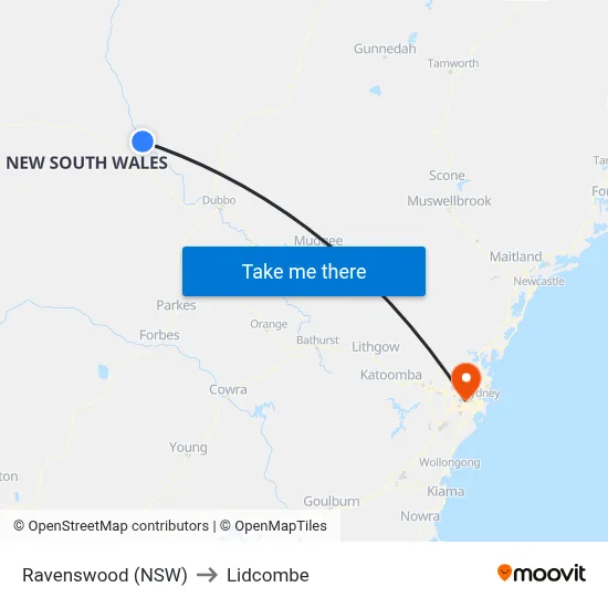 Ravenswood (NSW) to Lidcombe map