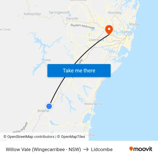 Willow Vale (Wingecarribee - NSW) to Lidcombe map