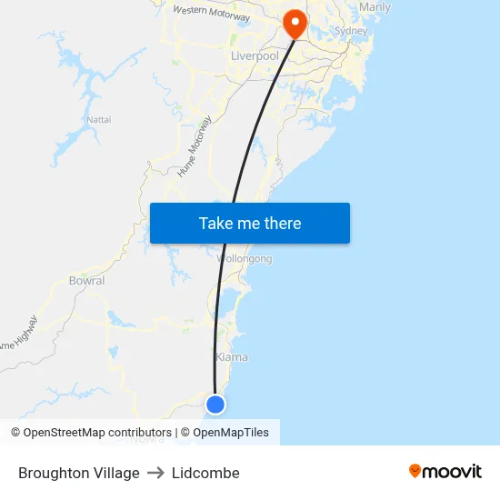 Broughton Village to Lidcombe map