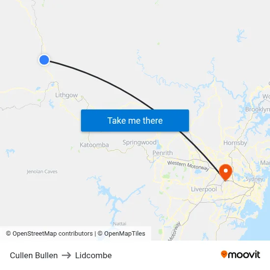 Cullen Bullen to Lidcombe map