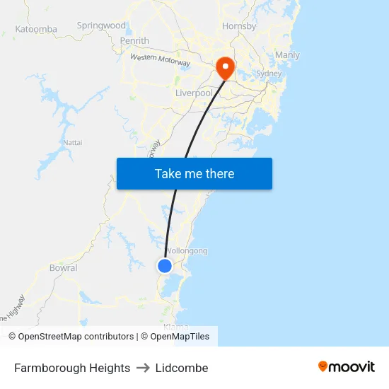 Farmborough Heights to Lidcombe map