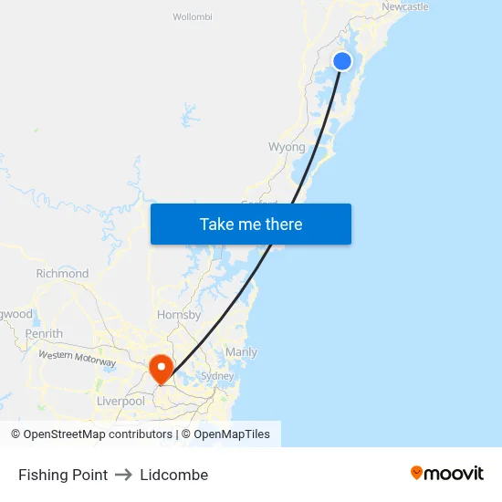 Fishing Point to Lidcombe map