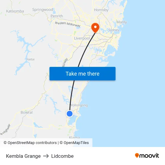 Kembla Grange to Lidcombe map