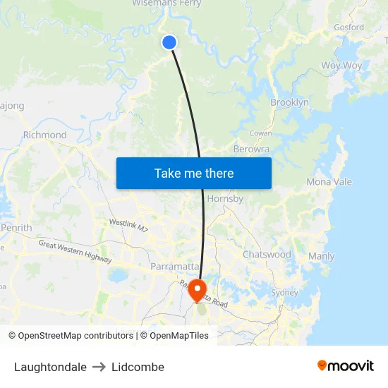 Laughtondale to Lidcombe map