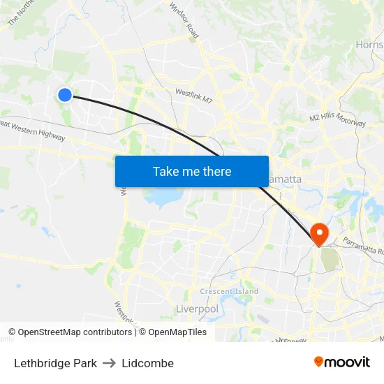 Lethbridge Park to Lidcombe map