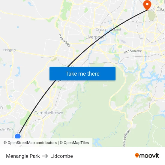 Menangle Park to Lidcombe map