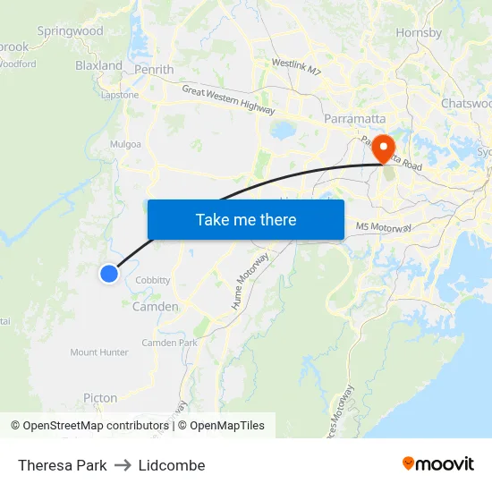 Theresa Park to Lidcombe map