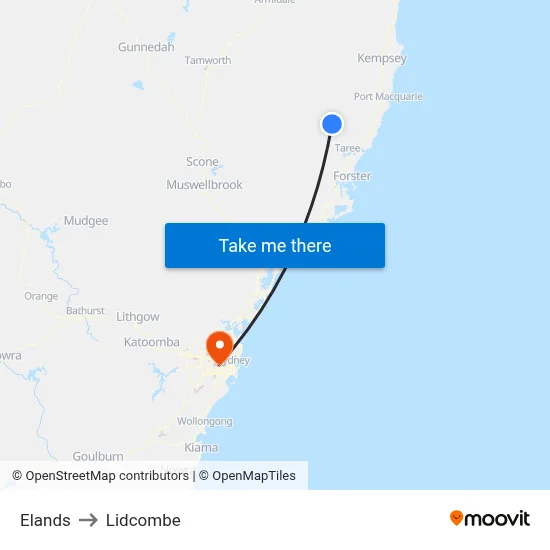 Elands to Lidcombe map