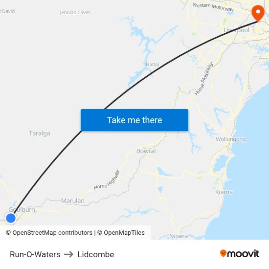 Run-O-Waters to Lidcombe map