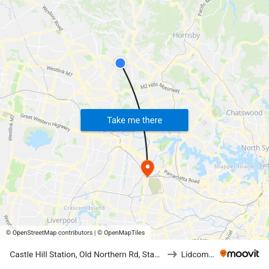 Castle Hill Station, Old Northern Rd, Stand A to Lidcombe map