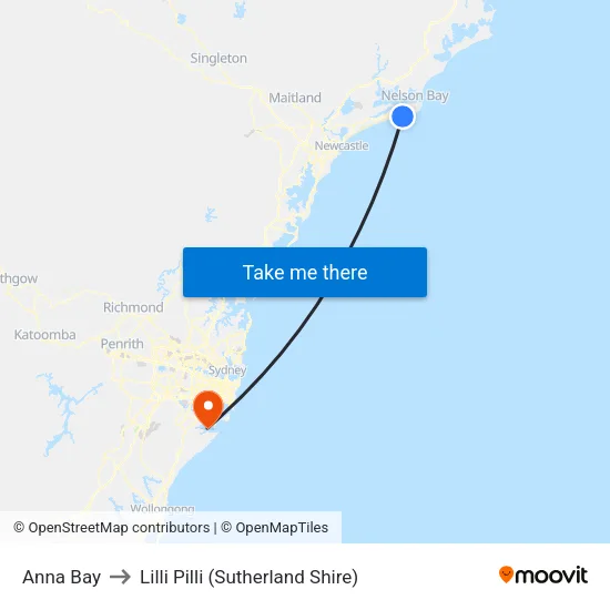 Anna Bay to Lilli Pilli (Sutherland Shire) map