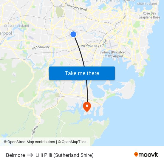 Belmore to Lilli Pilli (Sutherland Shire) map