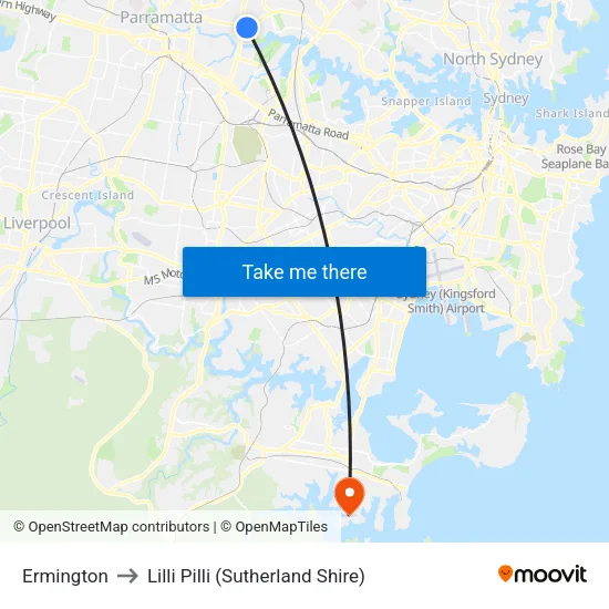 Ermington to Lilli Pilli (Sutherland Shire) map