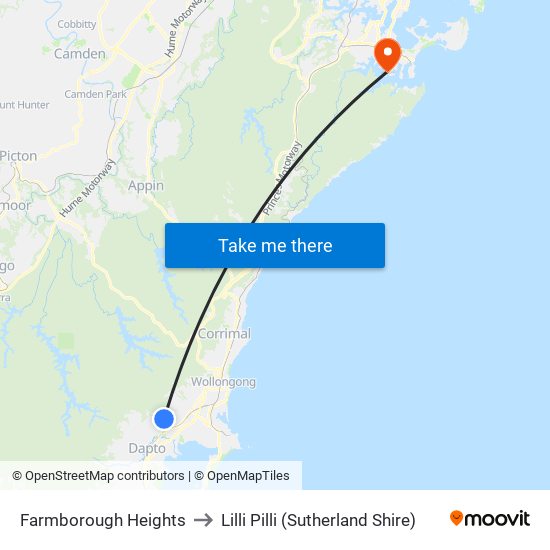 Farmborough Heights to Lilli Pilli (Sutherland Shire) map