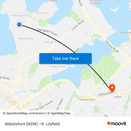 Abbotsford (NSW) to Lilyfield map