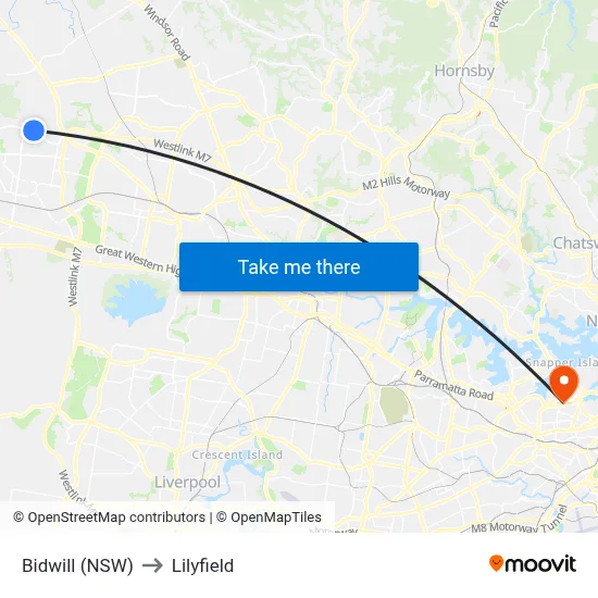 Bidwill (NSW) to Lilyfield map
