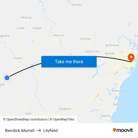 Bendick Murrell to Lilyfield map