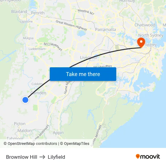 Brownlow Hill to Lilyfield map