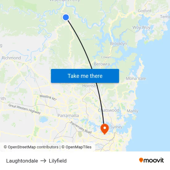 Laughtondale to Lilyfield map