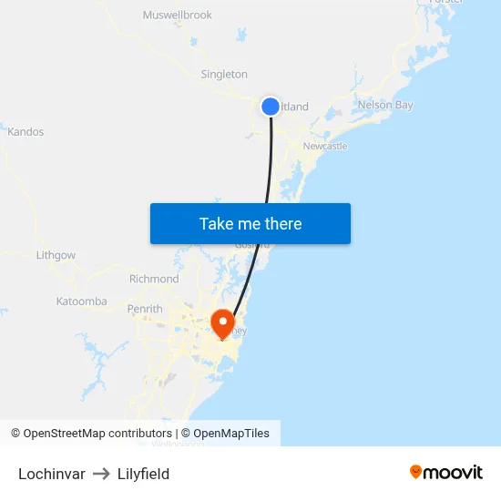 Lochinvar to Lilyfield map