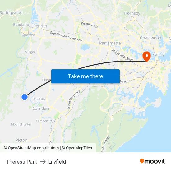 Theresa Park to Lilyfield map