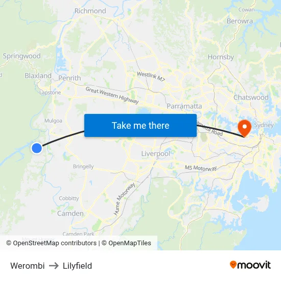Werombi to Lilyfield map