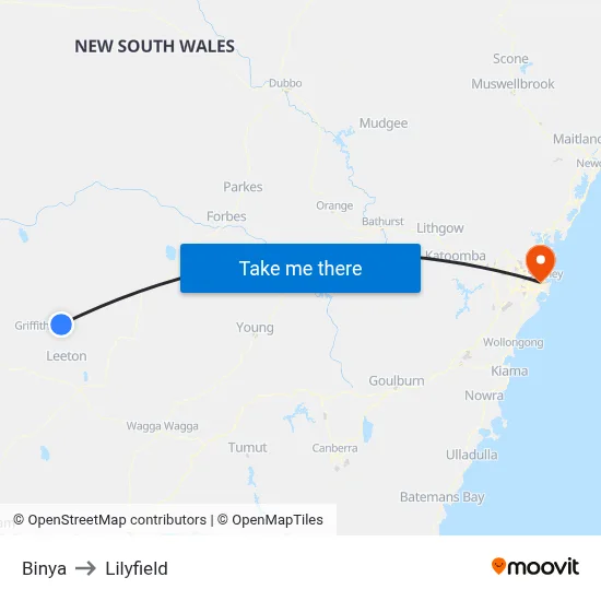 Binya to Lilyfield map