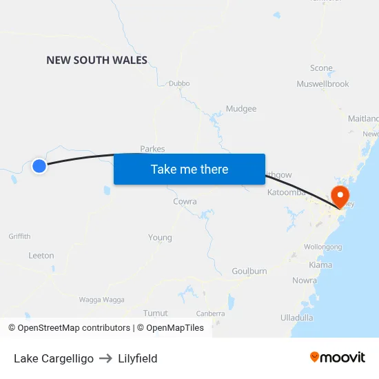 Lake Cargelligo to Lilyfield map