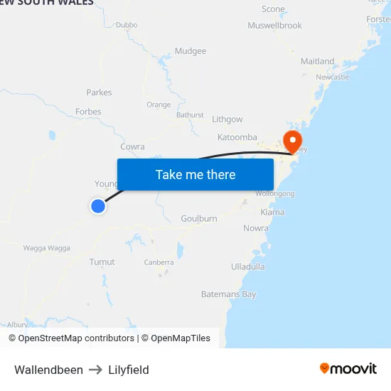 Wallendbeen to Lilyfield map