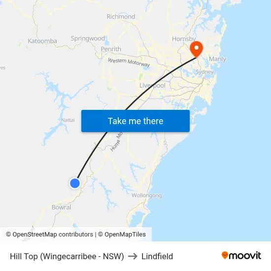 Hill Top (Wingecarribee - NSW) to Lindfield map