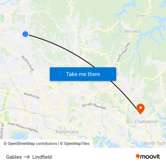 Gables to Lindfield map