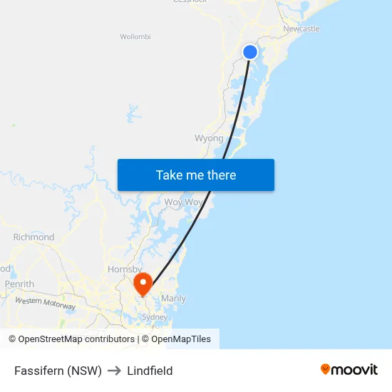 Fassifern (NSW) to Lindfield map