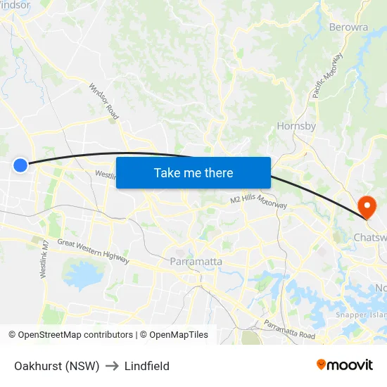 Oakhurst (NSW) to Lindfield map