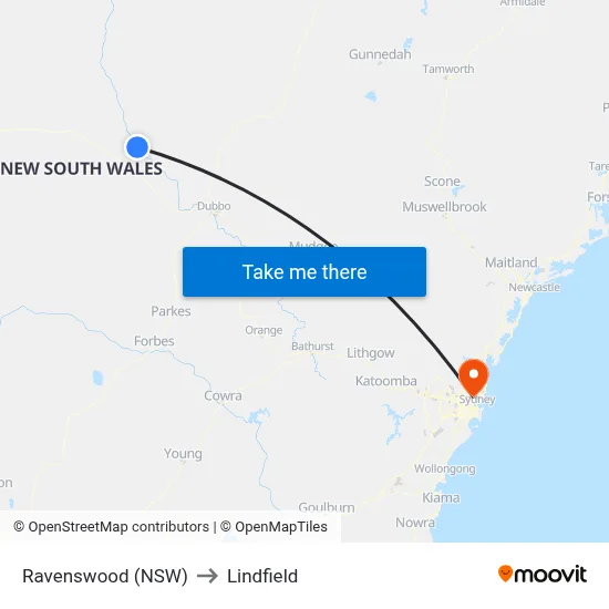 Ravenswood (NSW) to Lindfield map