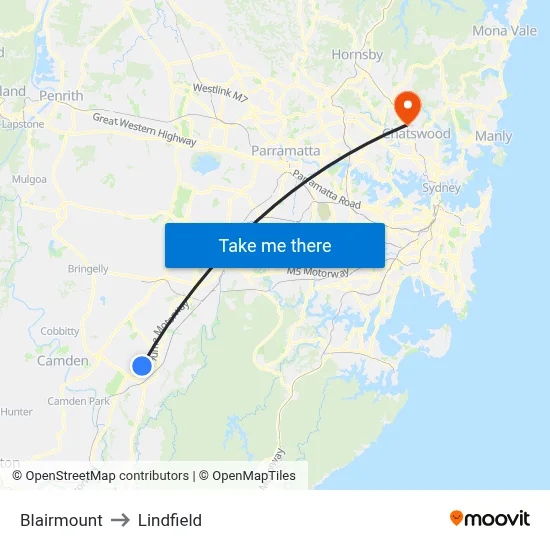 Blairmount to Lindfield map