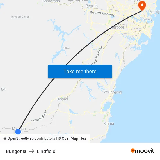 Bungonia to Lindfield map