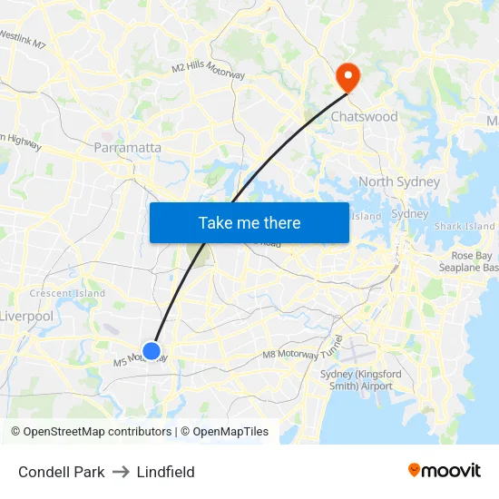 Condell Park to Lindfield map