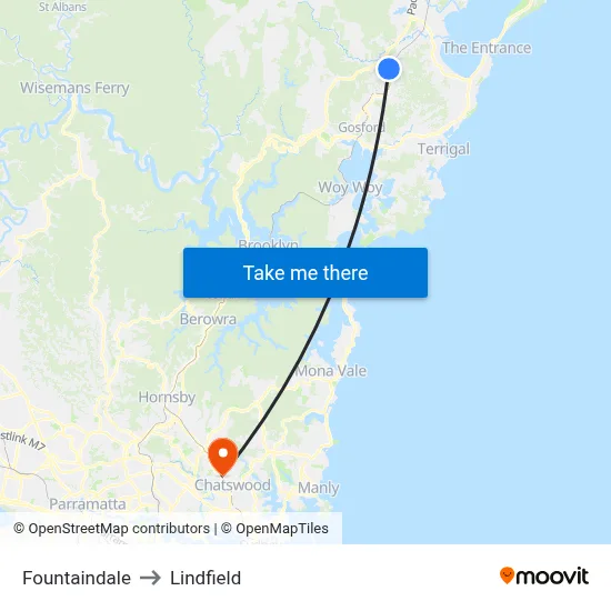 Fountaindale to Lindfield map