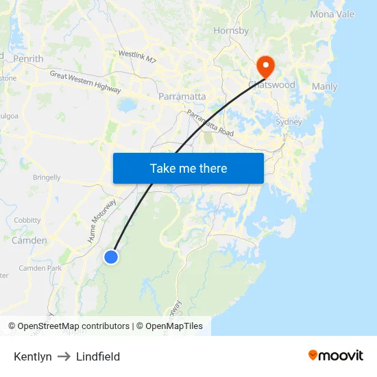 Kentlyn to Lindfield map