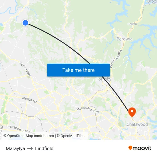 Maraylya to Lindfield map