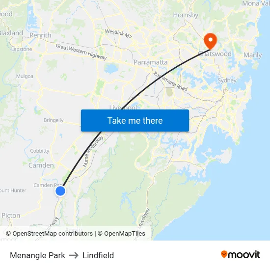 Menangle Park to Lindfield map