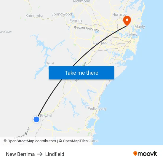 New Berrima to Lindfield map