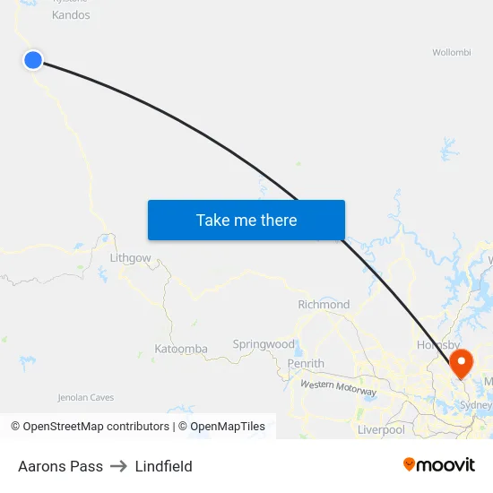 Aarons Pass to Lindfield map