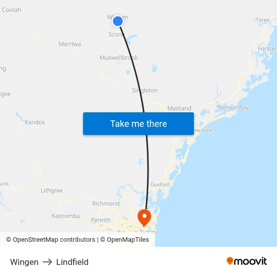 Wingen to Lindfield map