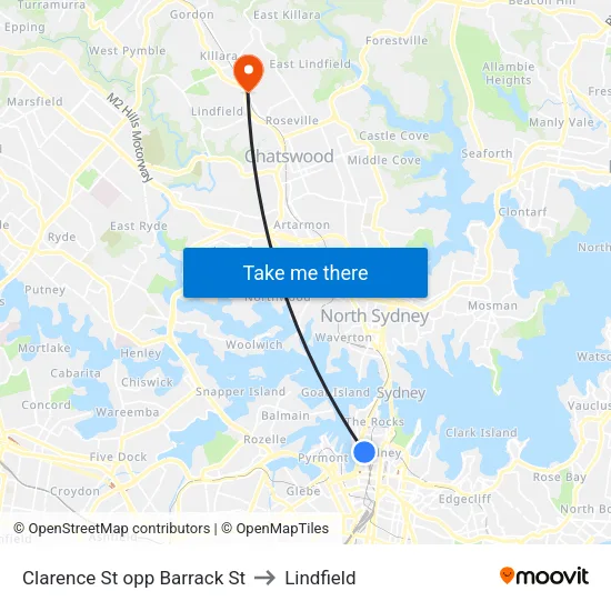 Clarence St opp Barrack St to Lindfield map