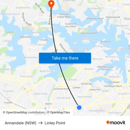 Annandale (NSW) to Linley Point map
